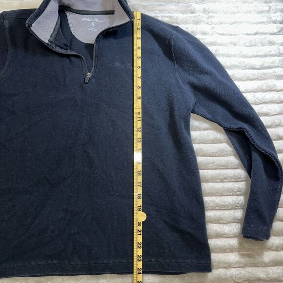 Eddie Bauer Mens Black Quarter Zip Long Sleeve Sweater Size Medium - Picture 4 of 8
